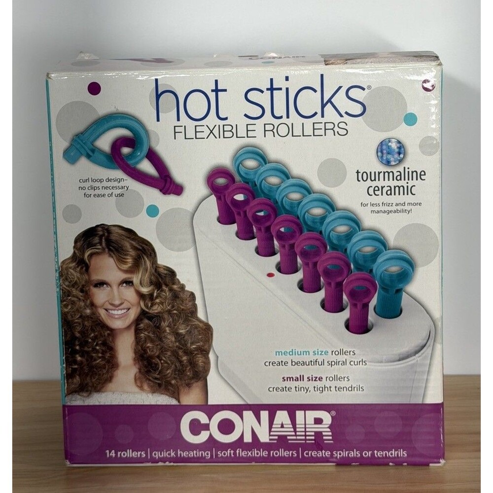 NEW Conair Hot Sticks Flexible Rollers Tourmaline Ceramic Medium & Small Rollers